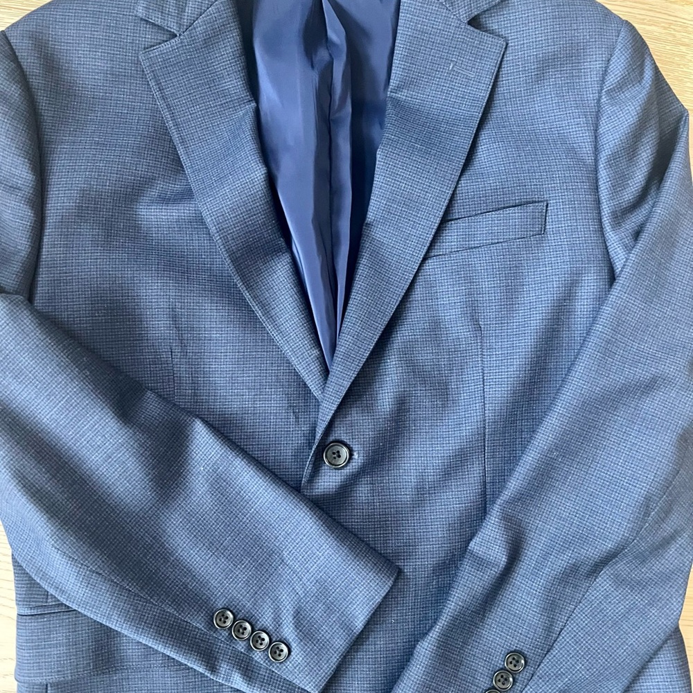 Men's Blue with Navy/Black Houndstooth Blazer